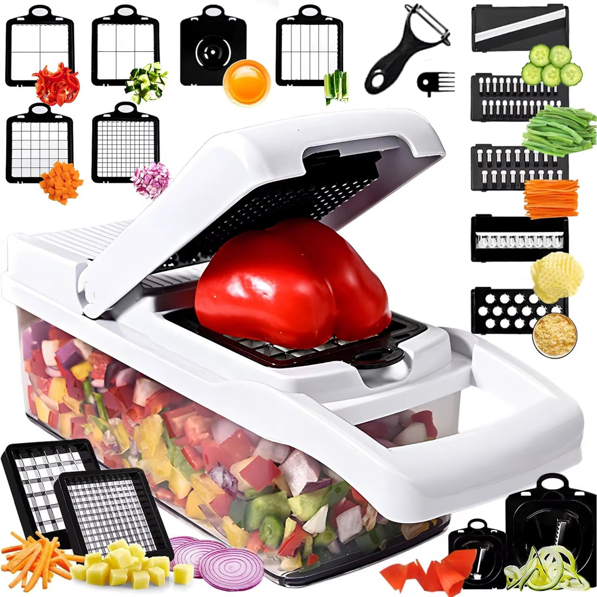 Wallepac Pro-Series 26-In-1 Portable Handheld Manual Meat Grinder Kitchen Tool for Household and Restaurant Use