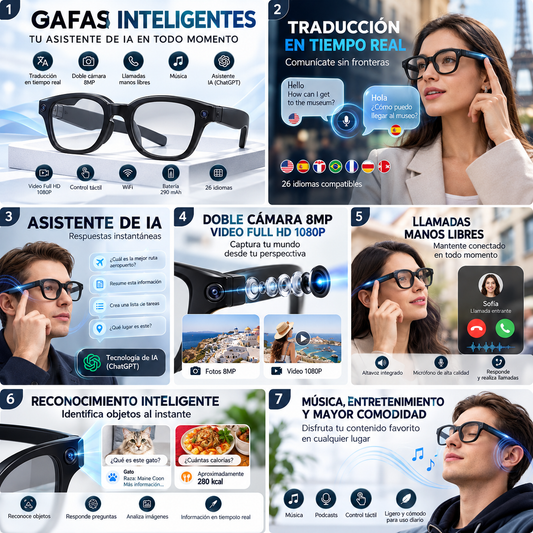 Lentes Inteligentes con IA Doble Cámara