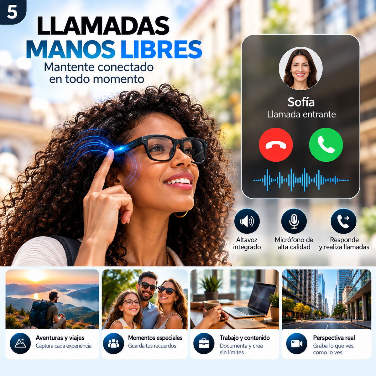 Lentes Inteligentes con IA Doble Cámara