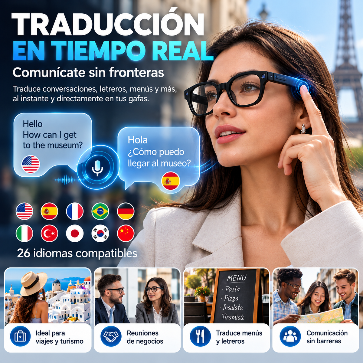 Lentes Inteligentes con IA Doble Cámara